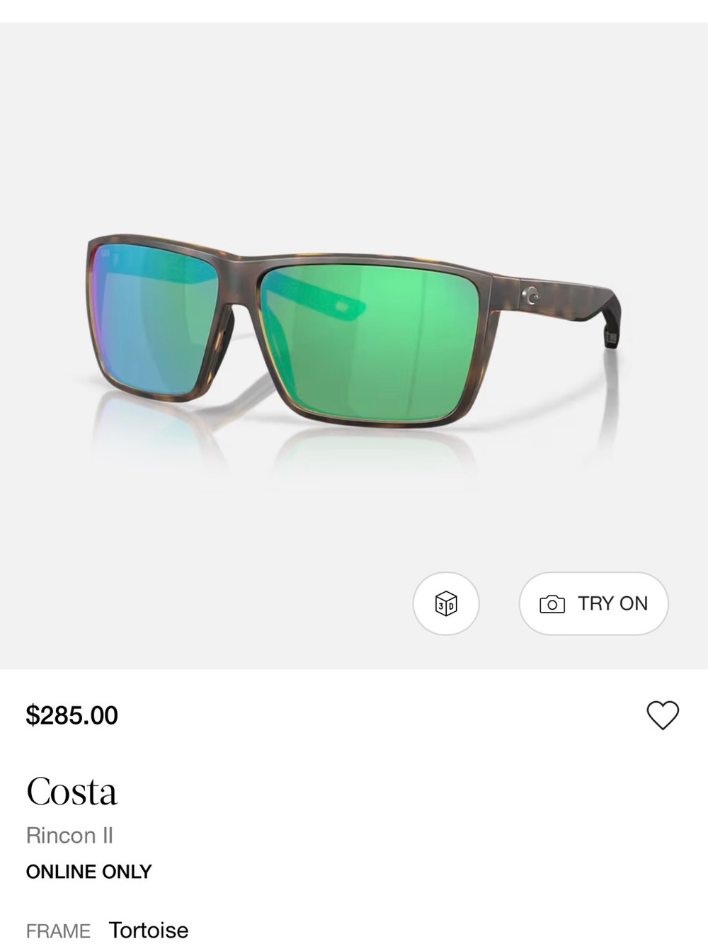 Costa Rincon II Swim Sunglasses in Tortoise with Green Mirrored Lenses
